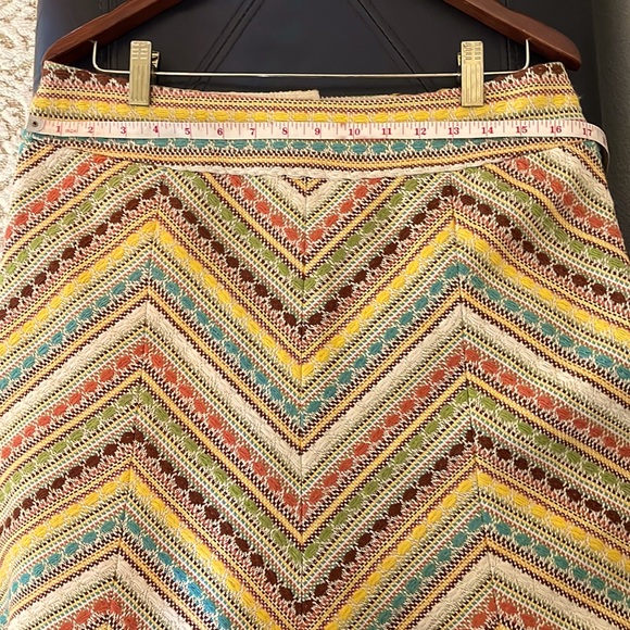 Nanette Lepore Embroidered Chevron Multicolor Skirt Size 10 - Picture 9 of 10